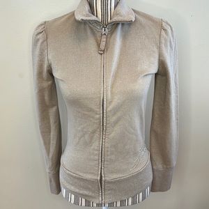 Guess Jeans shimmery cream colored hoodless full zip Small